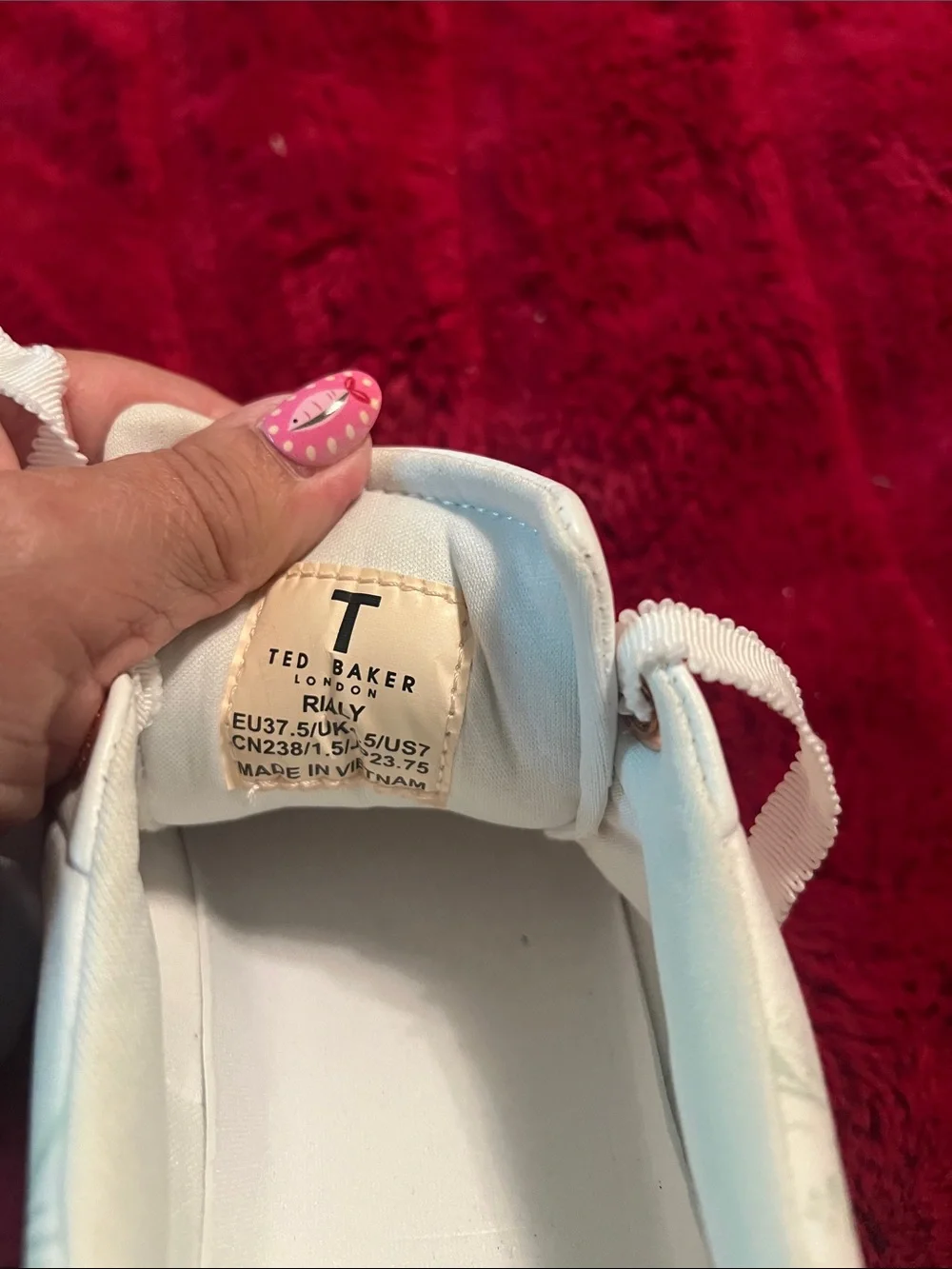Ted Baker White Sneakers with Green & Red Bird Print